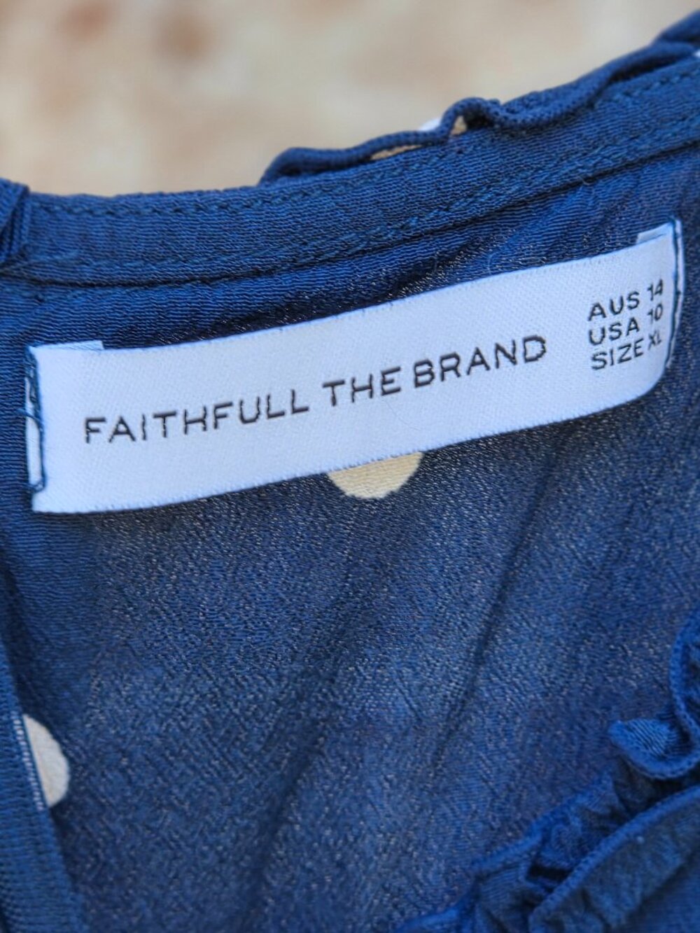 Anthropologie Faithfull The Brand Jumpsuit Women 10 Polka Navy BOHO